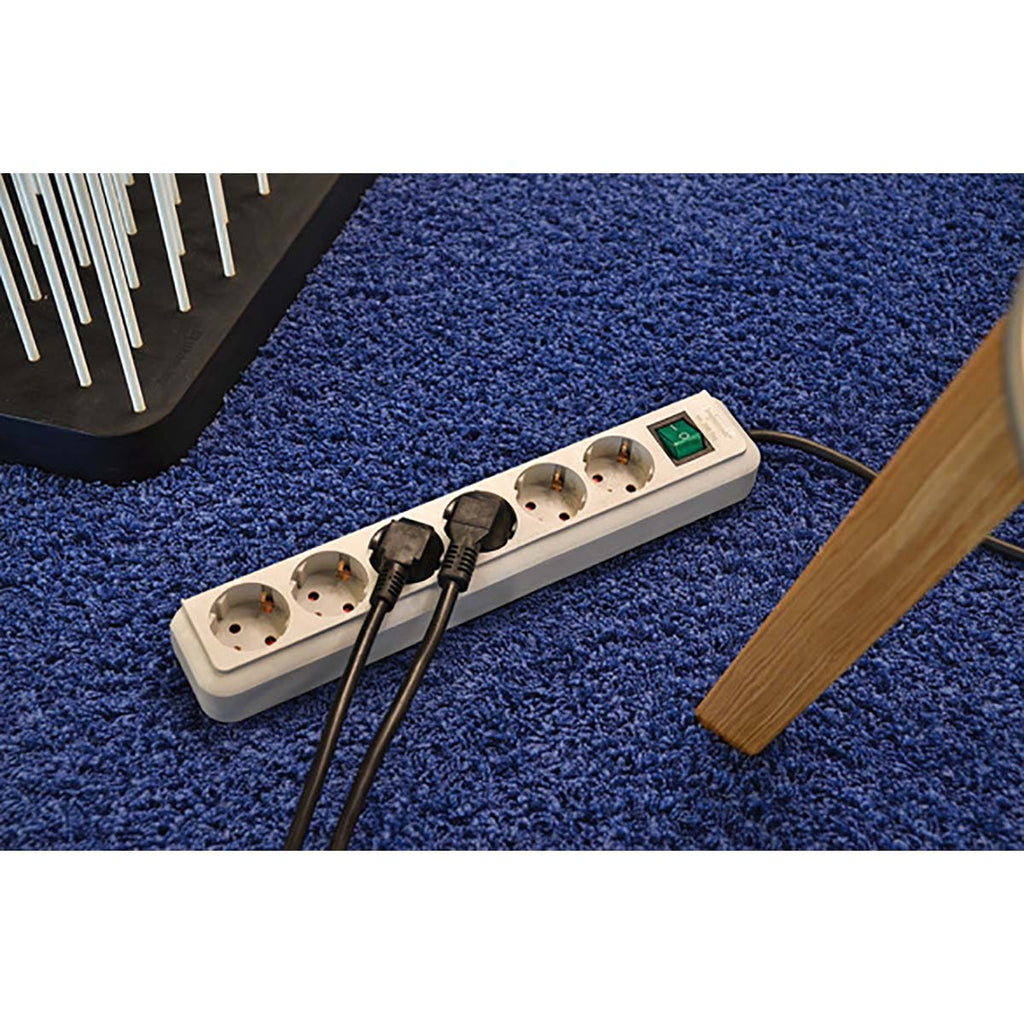 Extension socket Eco-Line 3-Aljzat 5.00 m Fehér - Védőérintkező TYPE F-5