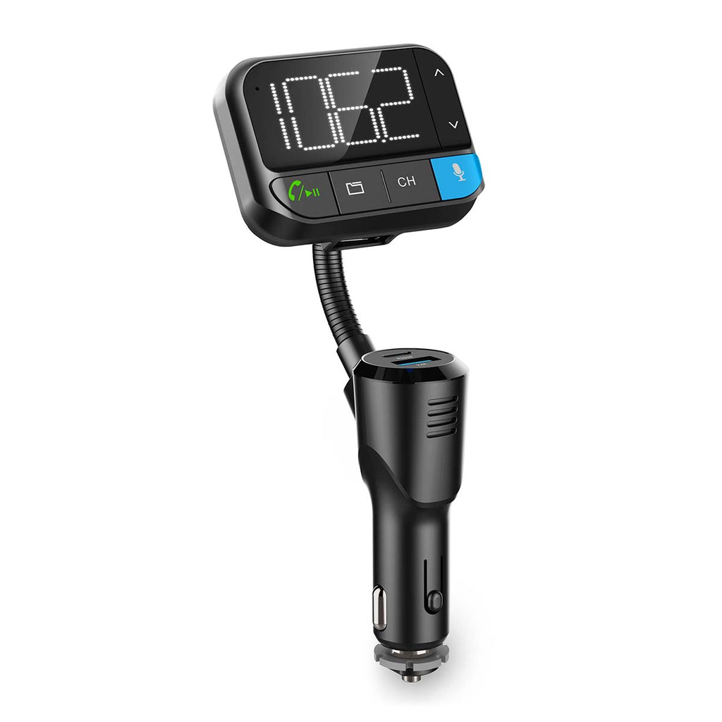 Car Audio FM Transmitter | Hattyúnyak | Kéz nélküli hívás | 2 " | Fekete Fehér Képernyő | Bluetooth® | PD 20 W / QC 3.0 | Gyors töltés | Basszus kiemelés | Google Assistant / Siri | Fekete-2