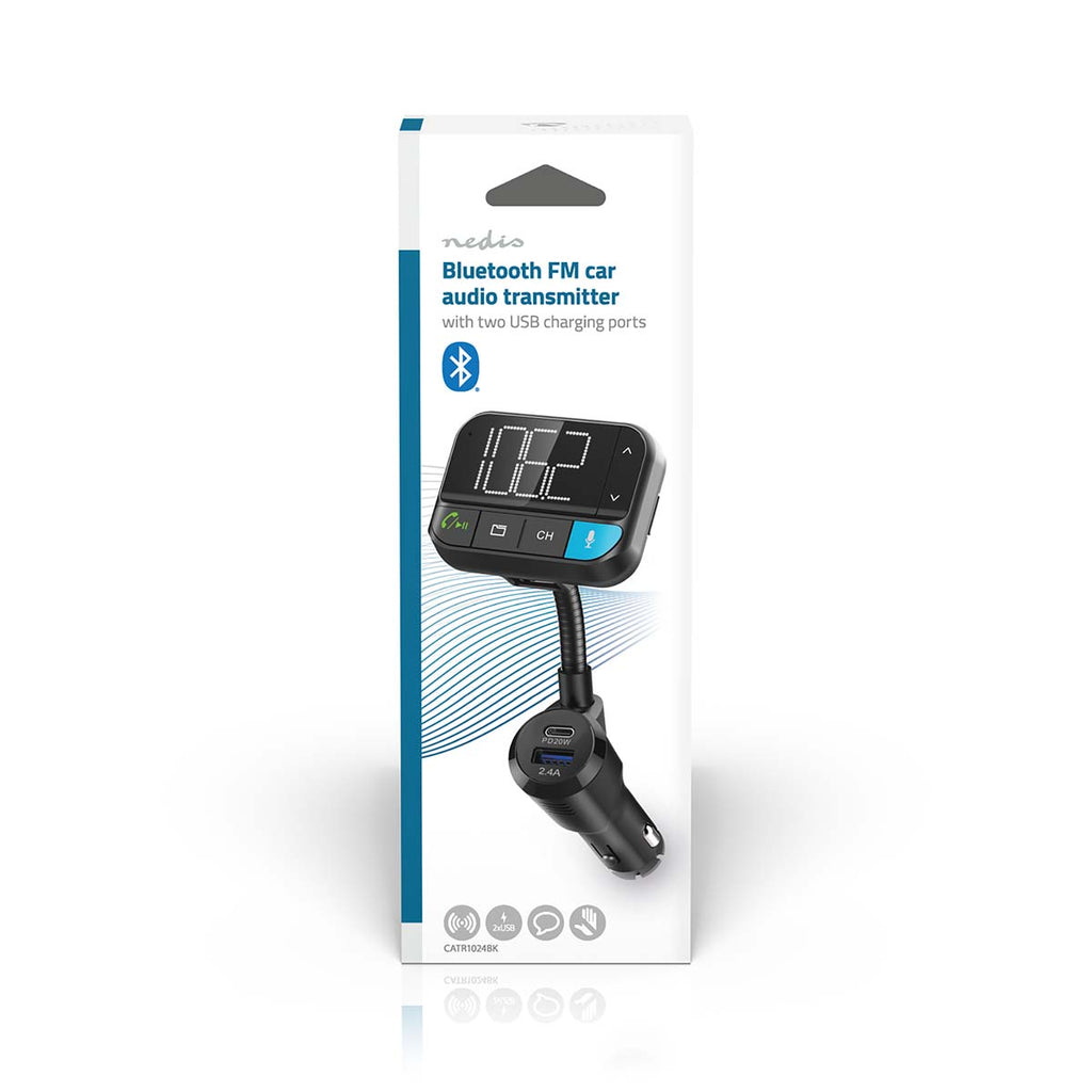 Car Audio FM Transmitter | Hattyúnyak | Kéz nélküli hívás | 2 " | Fekete Fehér Képernyő | Bluetooth® | PD 20 W / QC 3.0 | Gyors töltés | Basszus kiemelés | Google Assistant / Siri | Fekete-4