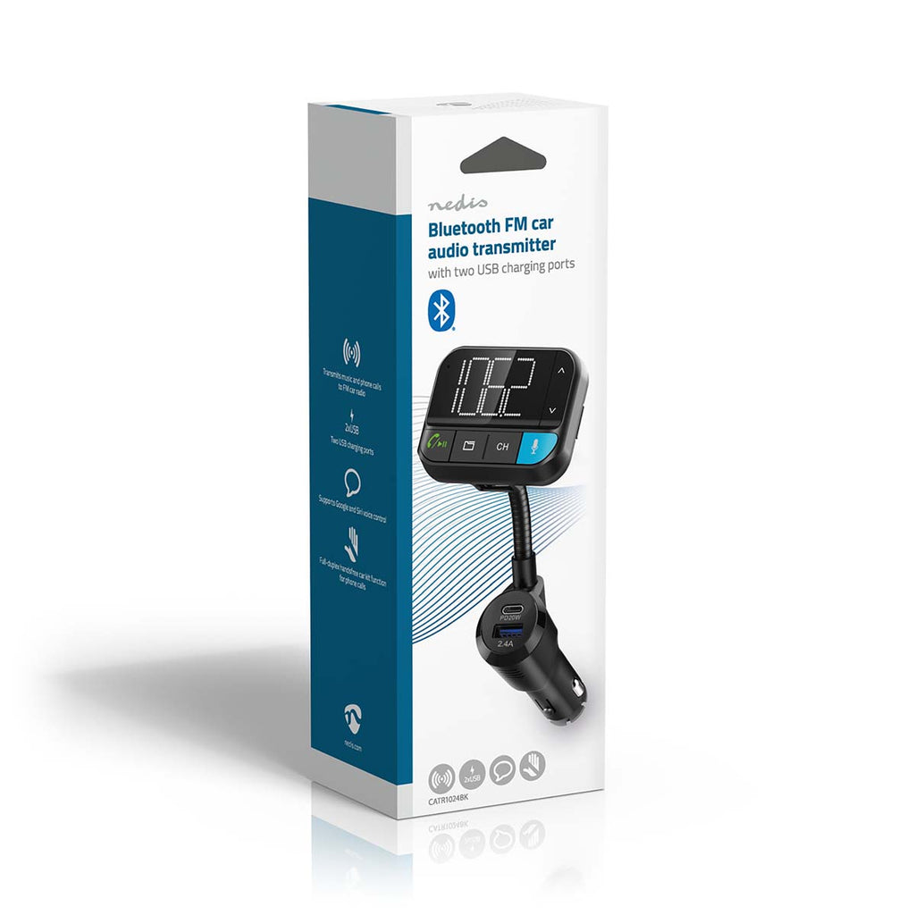 Car Audio FM Transmitter | Hattyúnyak | Kéz nélküli hívás | 2 " | Fekete Fehér Képernyő | Bluetooth® | PD 20 W / QC 3.0 | Gyors töltés | Basszus kiemelés | Google Assistant / Siri | Fekete-6
