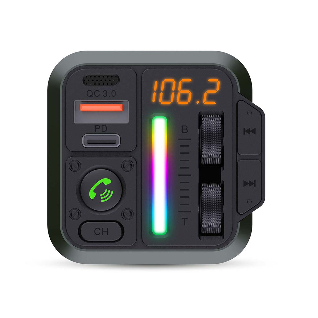 Car Audio FM Transmitter | Rögzített | Kéz nélküli hívás | 1 " | Borostyán Képernyő | Bluetooth® | PD 18 W / PD 24 W | Gyors töltés | Basszus kiemelés | Google Assistant / Siri | Fekete-3