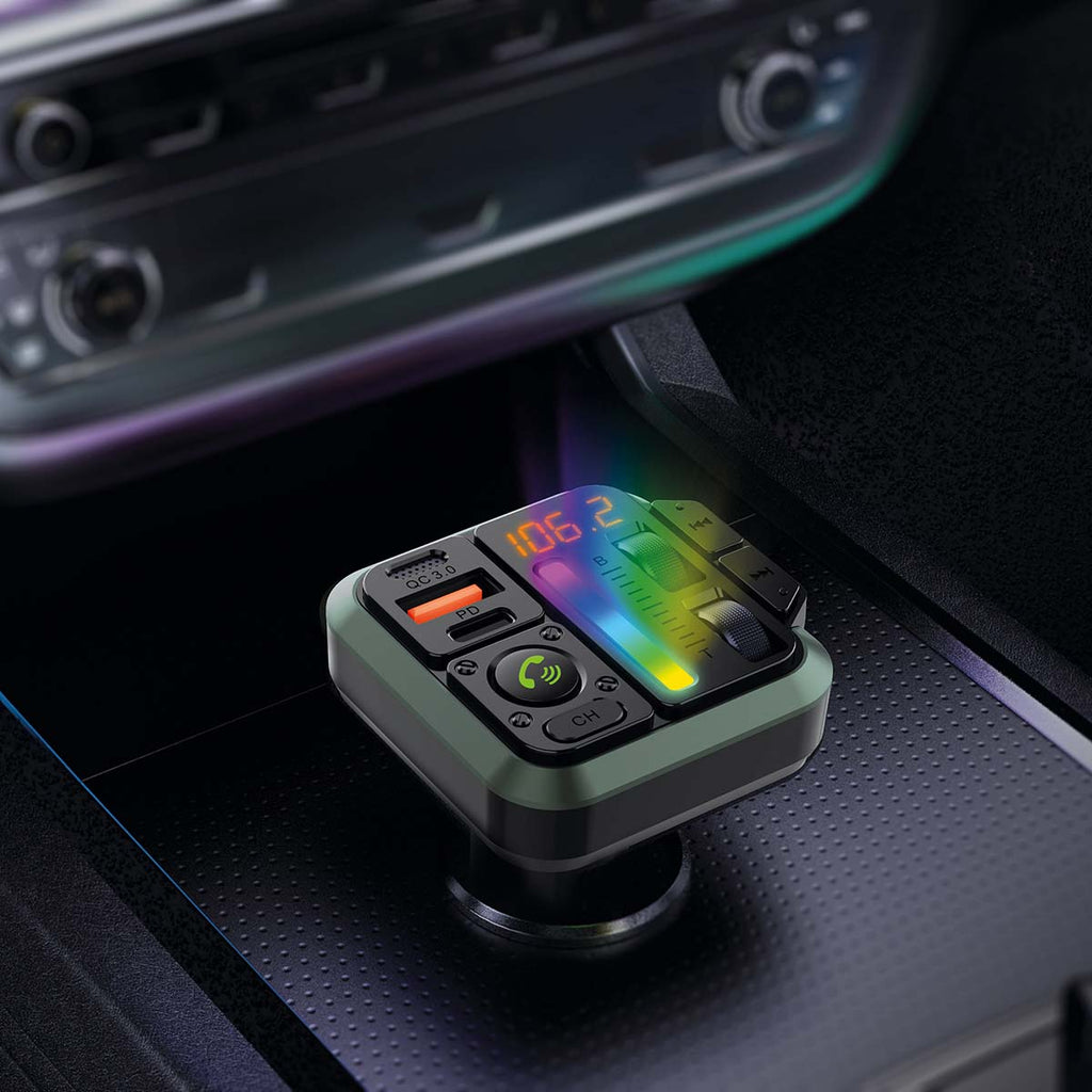 Car Audio FM Transmitter | Rögzített | Kéz nélküli hívás | 1 " | Borostyán Képernyő | Bluetooth® | PD 18 W / PD 24 W | Gyors töltés | Basszus kiemelés | Google Assistant / Siri | Fekete-4