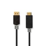 DisplayPort kábel | DisplayPort Dugasz | HDMI™ Csatlakozó | 4K@30Hz | Aranyozott | 1.00 m | Kerek | PVC | Antracit | Doboz-0