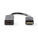 DisplayPort kábel | DisplayPort Dugasz | HDMI™ Csatlakozó | 4K@30Hz | Aranyozott | 0.20 m | Kerek | PVC | Antracit | Doboz-1