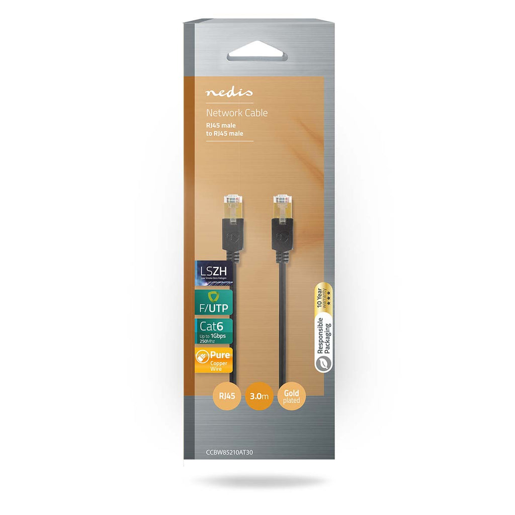 CAT6 hálózati kábel | RJ45 Dugasz | RJ45 Dugasz | F/UTP | 3.00 m | Kerek | LSZH / PVC | Antracit | Ablakos Doboz-2