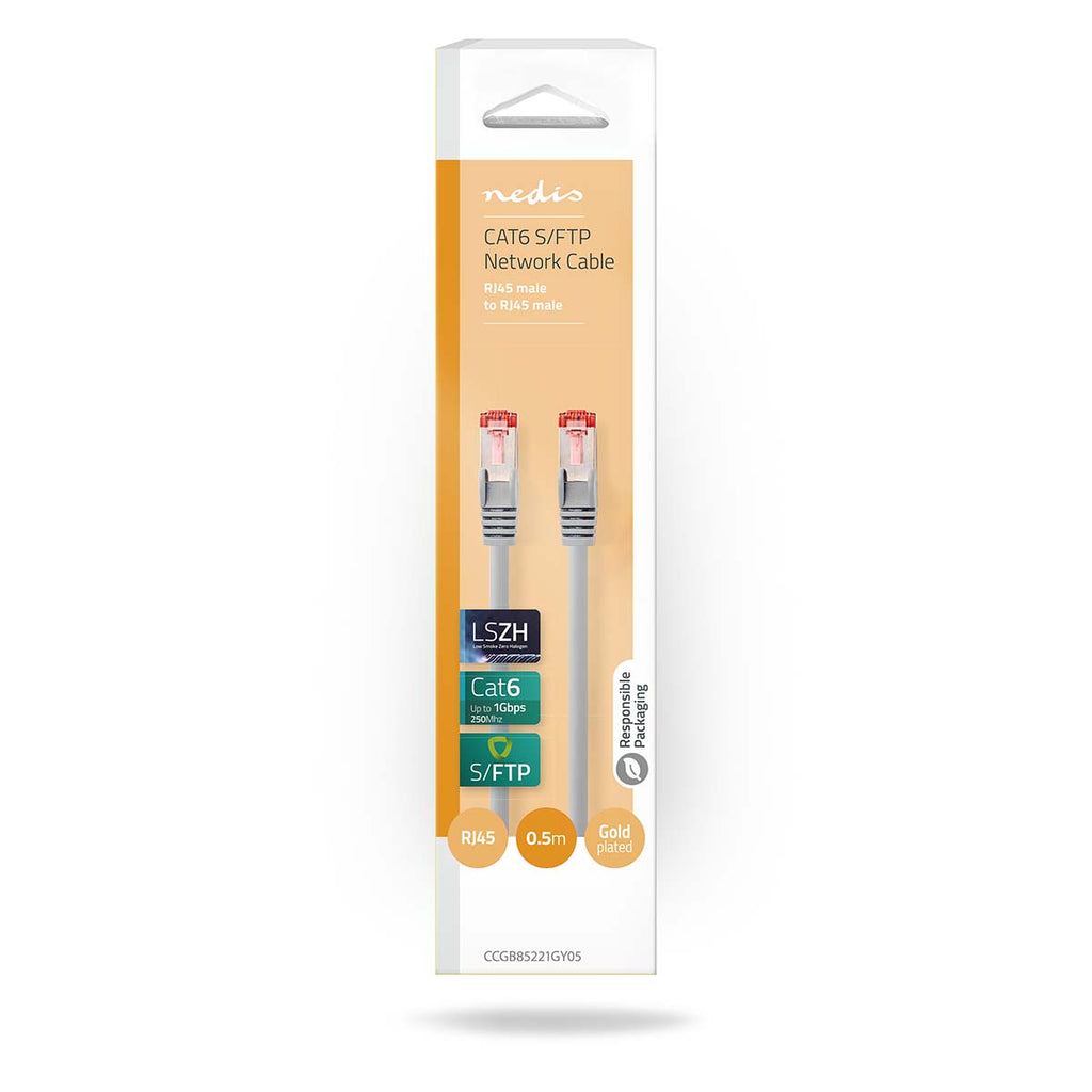 CAT6 hálózati kábel | RJ45 Dugasz | RJ45 Dugasz | S/FTP | 0.50 m | Benti | Kerek | LSZH | Szürke | Doboz-2