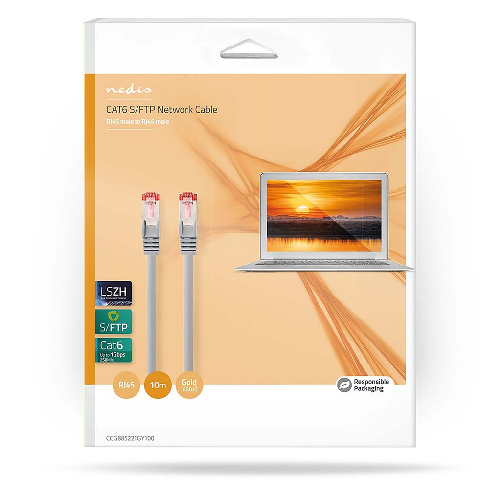 CAT6 hálózati kábel | RJ45 Dugasz | RJ45 Dugasz | S/FTP | 10.0 m | Benti | Kerek | LSZH | Szürke | Doboz-2