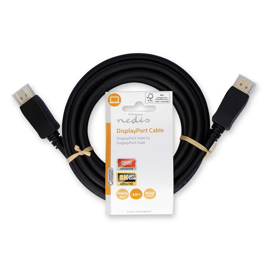 DisplayPort kábel | DisplayPort Dugasz | DisplayPort Dugasz | 8K@60Hz | Nikkelezett | 3.00 m | Kerek | PVC | Fekete | Label-2