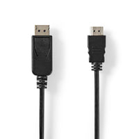 DisplayPort kábel | DisplayPort Dugasz | HDMI™ Csatlakozó | 4K@30Hz | Nikkelezett | 2.00 m | Kerek | PVC | Fekete | Label-0