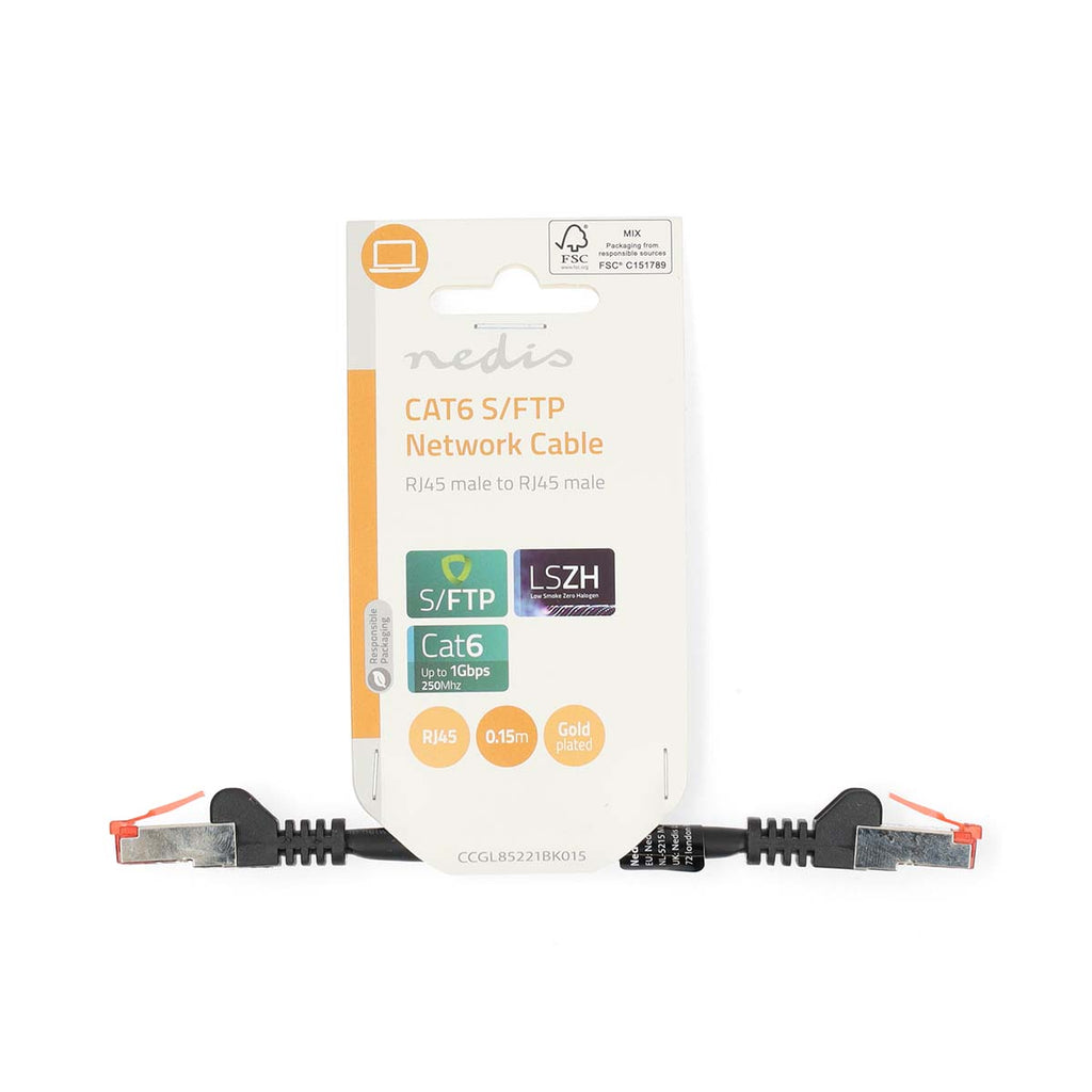 CAT6 hálózati kábel | RJ45 Dugasz | RJ45 Dugasz | S/FTP | 0.15 m | Kerek | LSZH | Fekete | Label-2