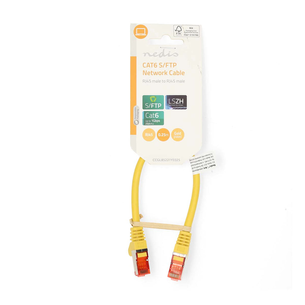 CAT6 hálózati kábel | RJ45 Dugasz | RJ45 Dugasz | S/FTP | 0.25 m | Kerek | LSZH | Sárga | Label-2