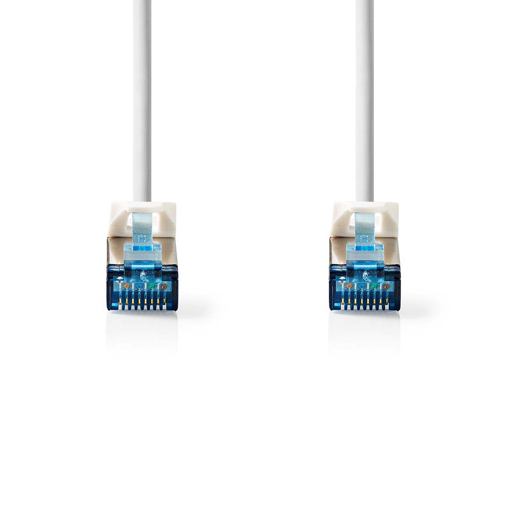 CAT6a hálózati kábel | S/FTP | RJ45 Dugasz | RJ45 Dugasz | 2.00 m | Snagless | Kerek | LSZH | Fehér | Label-1