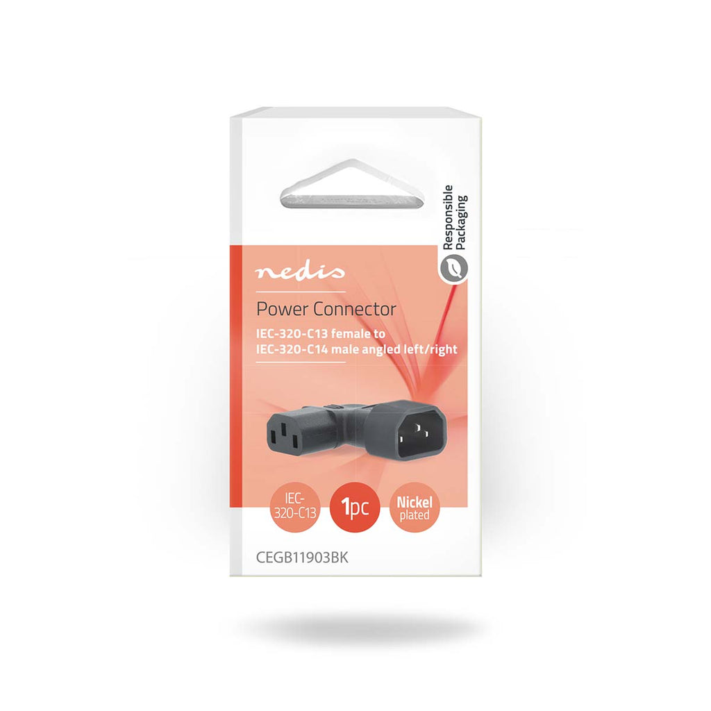 Extension Dugó | IEC-320-C13 | IEC-320-C14 | Döntött Bal | Nikkelezett | PVC | Fekete | Doboz | 1 db-4