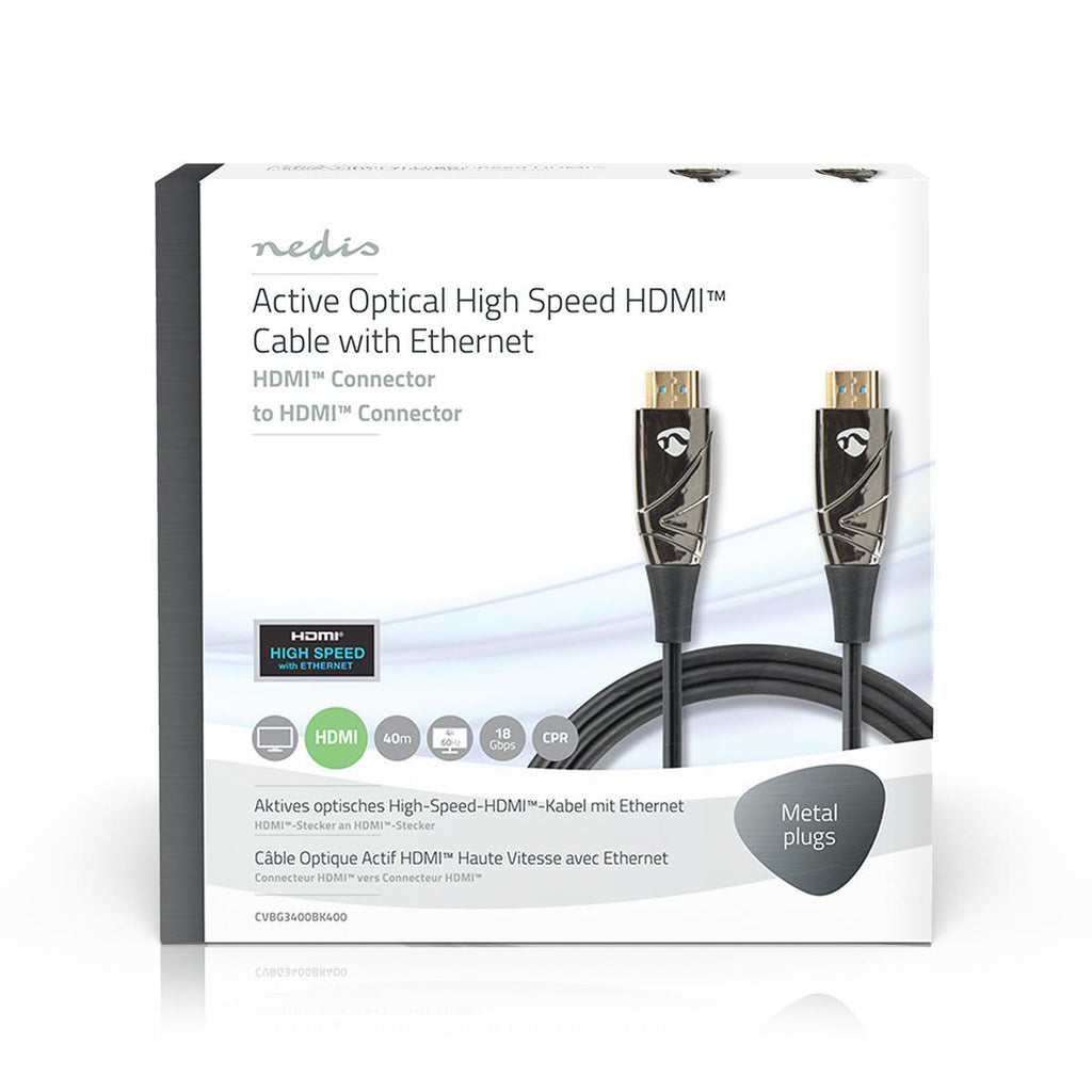 Aktív Optikai High Speed HDMI Cable with Ethernet | HDMI™ Csatlakozó | HDMI™ Csatlakozó | 4K@60Hz | 18 Gbps | 40.0 m | Kerek | PVC | Fekete | Ajándék Dobozban-3