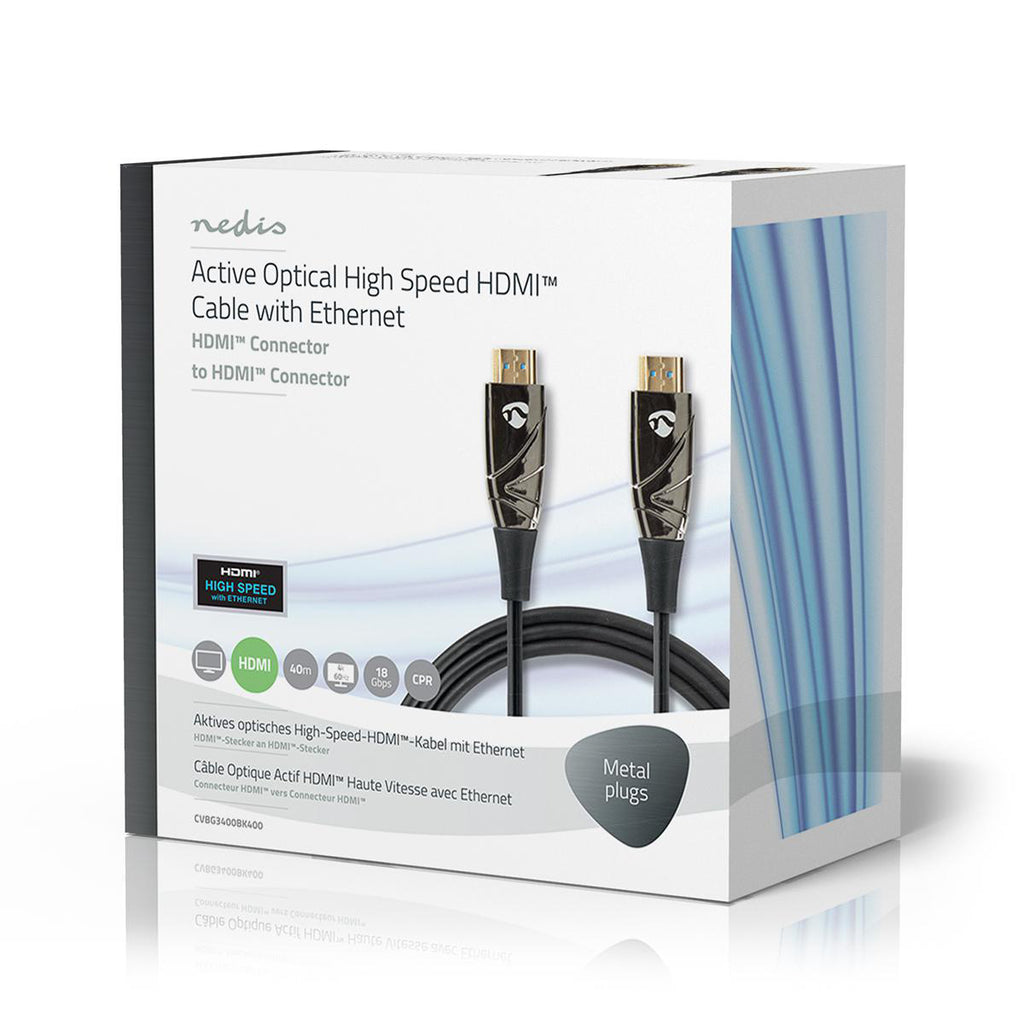 Aktív Optikai High Speed HDMI Cable with Ethernet | HDMI™ Csatlakozó | HDMI™ Csatlakozó | 4K@60Hz | 18 Gbps | 40.0 m | Kerek | PVC | Fekete | Ajándék Dobozban-4