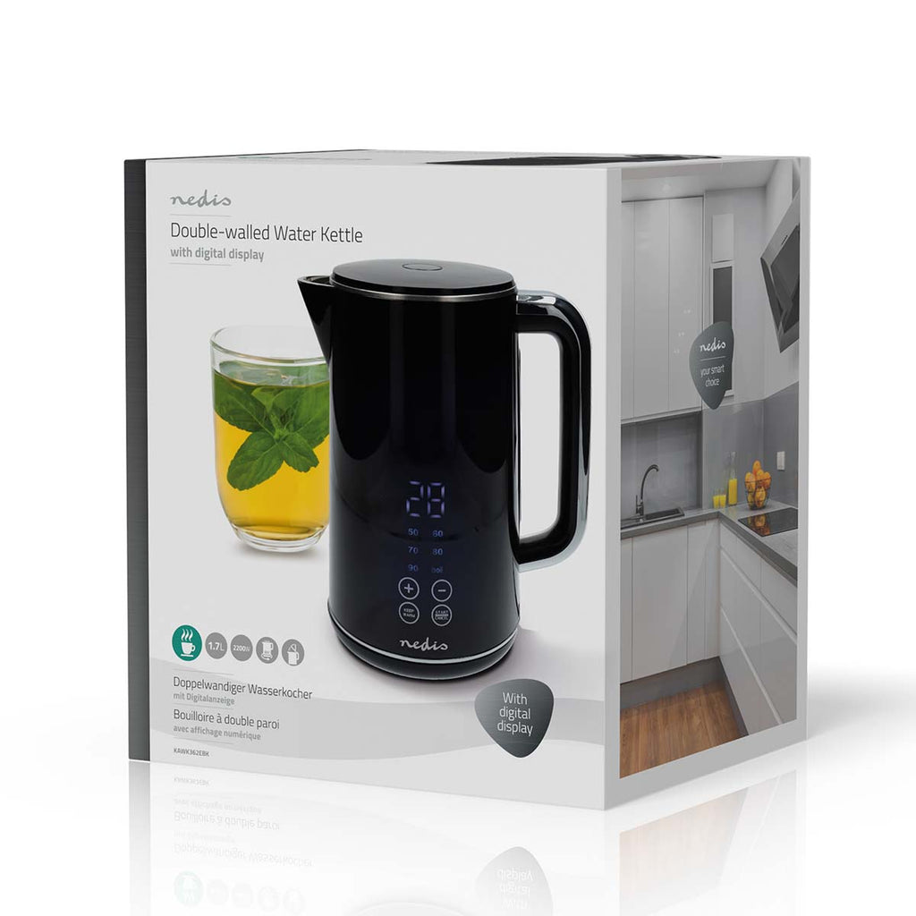 Elektromos vízforraló | 1.7 l | Műanyag | Fekete | 50,60,70,80,90,100 °C | Hőmérséklet jelző | 360 fokban elfogatható | Rejtett fűtőszál | Strix® vezérlő | Üresen forralás elleni védelem-8