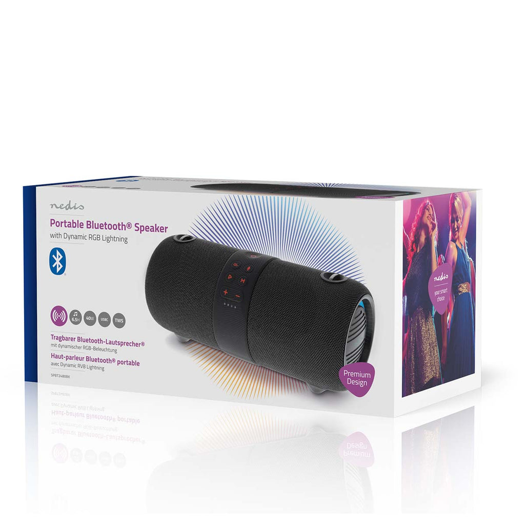 Bluetooth® hangszóró | Maximális akkumulátor lejátszási idő: 6.5 óra | Kézben Tartott Változat | 40 W | Stereo | Beépített mikrofon | IPX6 | Összekapcsolható | Fekete-11