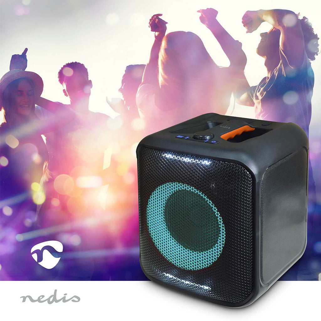 Bluetooth® party hangszóró | Maximális akkumulátor lejátszási idő: 5 óra | 150 W | Hordozó fogantyú | Party fények | Összekapcsolható | Ekvalizer | Fekete / Narancs-1