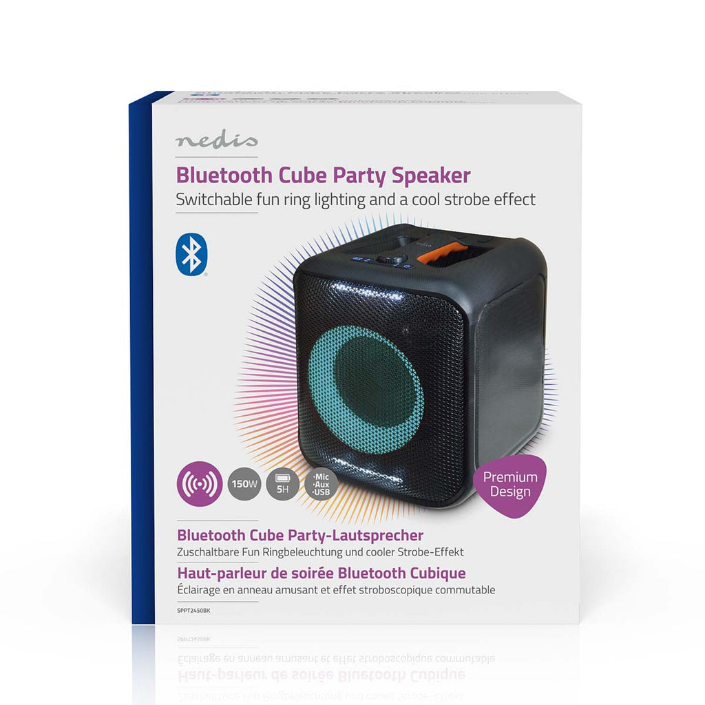 Bluetooth® party hangszóró | Maximális akkumulátor lejátszási idő: 5 óra | 150 W | Hordozó fogantyú | Party fények | Összekapcsolható | Ekvalizer | Fekete / Narancs-10