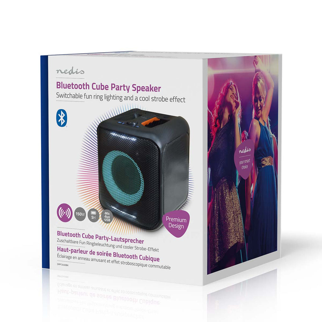 Bluetooth® party hangszóró | Maximális akkumulátor lejátszási idő: 5 óra | 150 W | Hordozó fogantyú | Party fények | Összekapcsolható | Ekvalizer | Fekete / Narancs-11