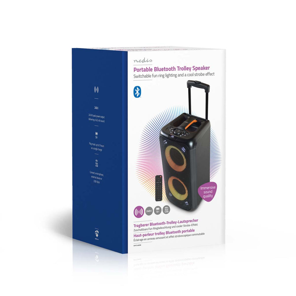 Bluetooth® party hangszóró | Maximális akkumulátor lejátszási idő: 5 óra | 240 W | Hordozó fogantyú | Party fények | Ekvalizer | Fekete / Narancs-13