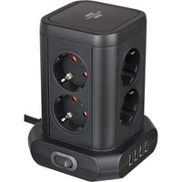8 utas konnektortorony 45°-os elrendezésben (4x USB, 2 kábellel, kétpólusú kapcsoló)