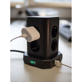 8 utas konnektortorony 45°-os elrendezésben (4x USB, 2 kábellel, kétpólusú kapcsoló)
