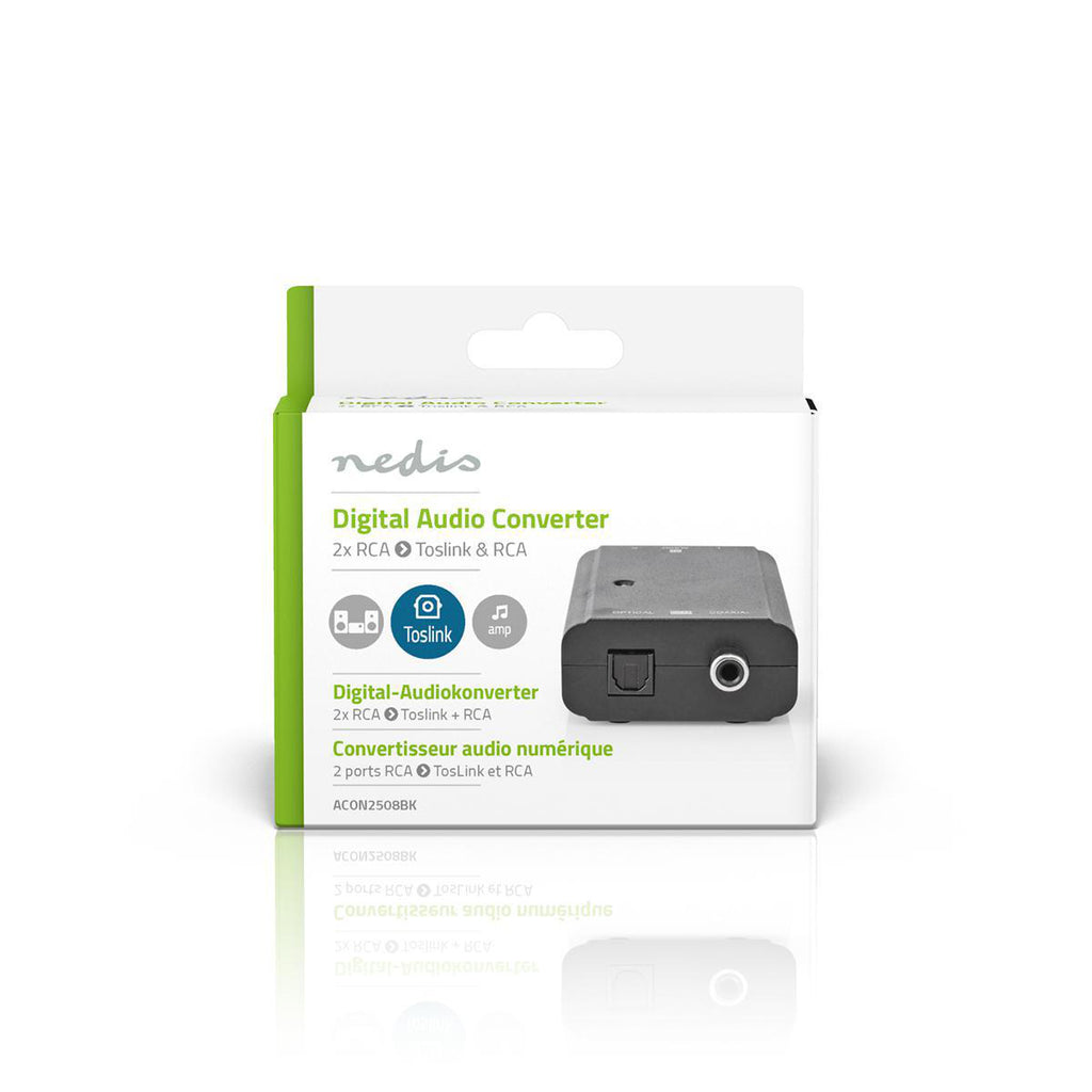 Digital Audio Converter | 1 irányú | Csatlakozó bemenet_ 2x RCA Aljzat | Csatlakozó kimenet_ 1x S/PDIF (RCA) Aljzat / 1x TosLink Aljzat | Kézikönyv | Fekete