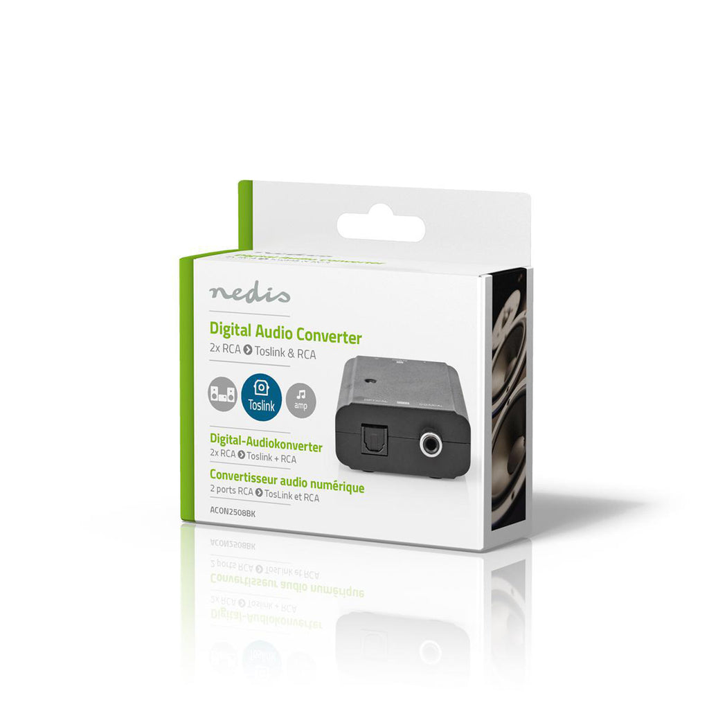 Digital Audio Converter | 1 irányú | Csatlakozó bemenet_ 2x RCA Aljzat | Csatlakozó kimenet_ 1x S/PDIF (RCA) Aljzat / 1x TosLink Aljzat | Kézikönyv | Fekete