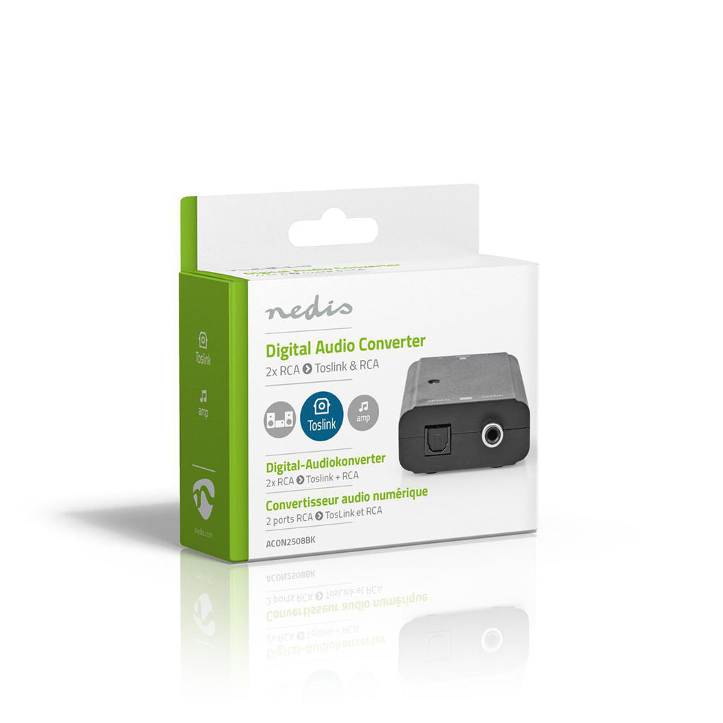 Digital Audio Converter | 1 irányú | Csatlakozó bemenet_ 2x RCA Aljzat | Csatlakozó kimenet_ 1x S/PDIF (RCA) Aljzat / 1x TosLink Aljzat | Kézikönyv | Fekete