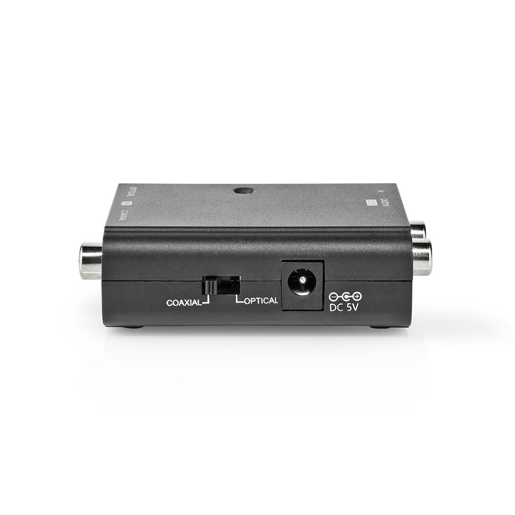 Digital Audio Converter | 2 irányú | Csatlakozó bemenet_ 1x S/PDIF (RCA) Aljzat / 1x TosLink Aljzat | Csatlakozó kimenet_ 2x RCA Aljzat | Kézikönyv | Fekete