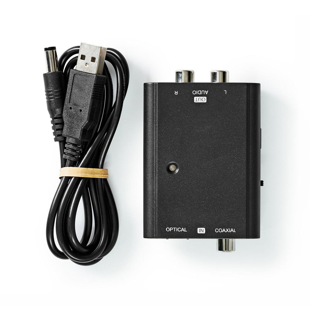 Digital Audio Converter | 2 irányú | Csatlakozó bemenet_ 1x S/PDIF (RCA) Aljzat / 1x TosLink Aljzat | Csatlakozó kimenet_ 2x RCA Aljzat | Kézikönyv | Fekete
