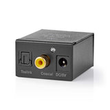 Digital Audio Converter | 1 irányú | Csatlakozó bemenet_ 1x Digital RCA / 1x TosLink | Csatlakozó kimenet_ 1x (2x RCA) / 1x 3.5mm | Automatikus | Integrált erősítő | Fekete