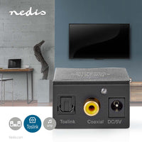 Digital Audio Converter | 1 irányú | Csatlakozó bemenet_ 1x Digital RCA / 1x TosLink | Csatlakozó kimenet_ 1x (2x RCA) / 1x 3.5mm | Automatikus | Integrált erősítő | Fekete