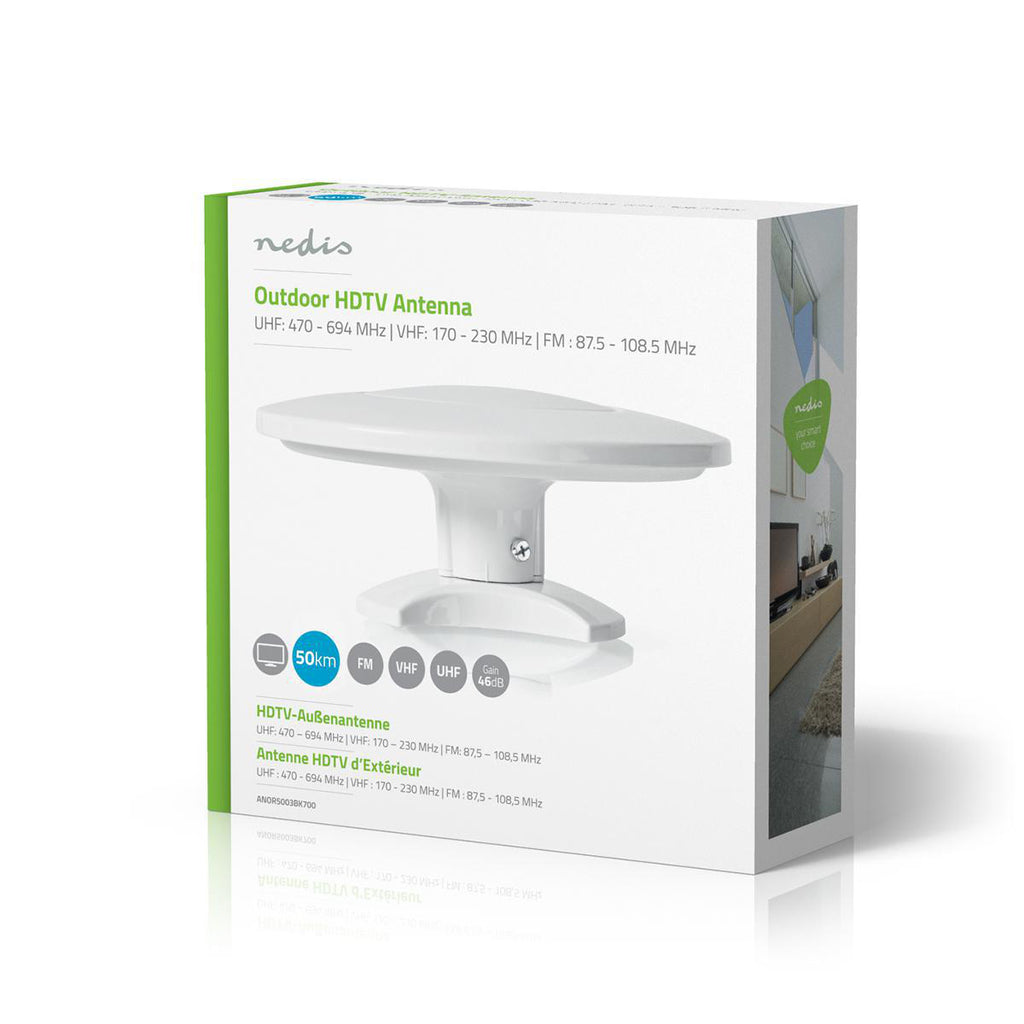 Kültéri HDTV Antenna | 0-50 km | 46 dB Erősítés | FM/VHF/UHF | Fehér