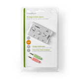 audio switch | Csatlakozó bemenet_ 2x 3.5 mm Dugasz | Csatlakozó kimenet_ 3x 3,5 mm Aljzat + 2,5 mm Aljzat | Funkcióvezérlés: Kézikönyv | Gombok száma: 3