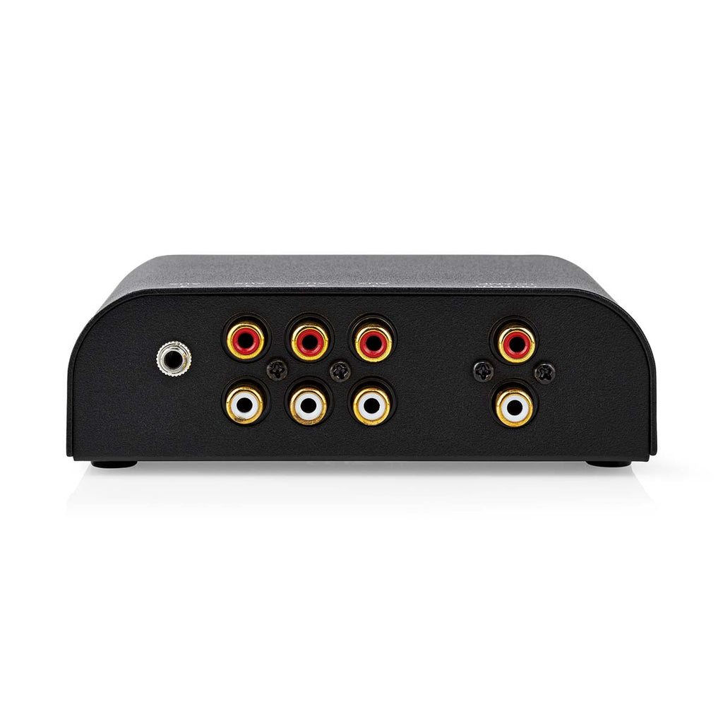 Analóg Audio Kapcsoló | 4-Port port(s) | Csatlakozó bemenet_ 1x 3.5 mm Audió Bemenet / 3x (2x RCA Aljzat) | Csatlakozó kimenet_ 1x (2x RCA Aljzat) | Kézikönyv | Fém | Antracit-3