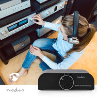Analóg Audio Kapcsoló | 4-Port port(s) | Csatlakozó bemenet_ 1x 3.5 mm Audió Bemenet / 3x (2x RCA Aljzat) | Csatlakozó kimenet_ 1x (2x RCA Aljzat) | Kézikönyv | Fém | Antracit-1