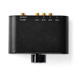 Analóg Audio Kapcsoló | 4-Port port(s) | Csatlakozó bemenet_ 1x 3.5 mm Audió Bemenet / 3x (2x RCA Aljzat) | Csatlakozó kimenet_ 1x (2x RCA Aljzat) | Kézikönyv | Fém | Antracit-5