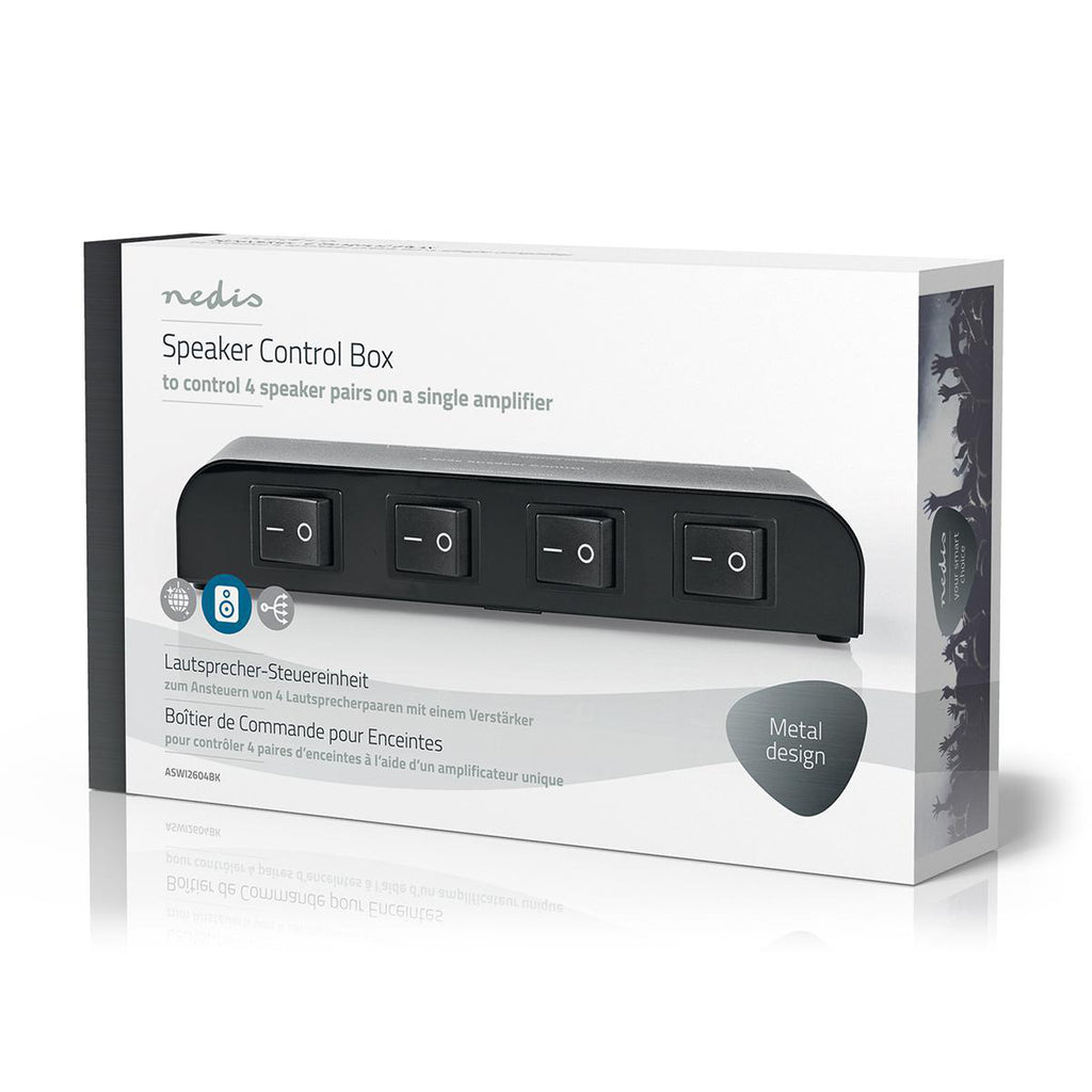 Hangszóró Vezérlő doboz | 4-Port port(s) | Csatlakozó Bilincsek | Hangsugárzó Impedanciája: 4-16 Ohm | Maximális terhelés csatornánként: 200 W | Alumínium | Fekete