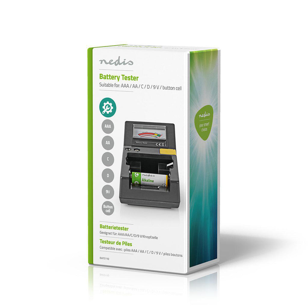 Elem tesztelő | 9V - AA - AAA - Button Cell - C - D | Fekete