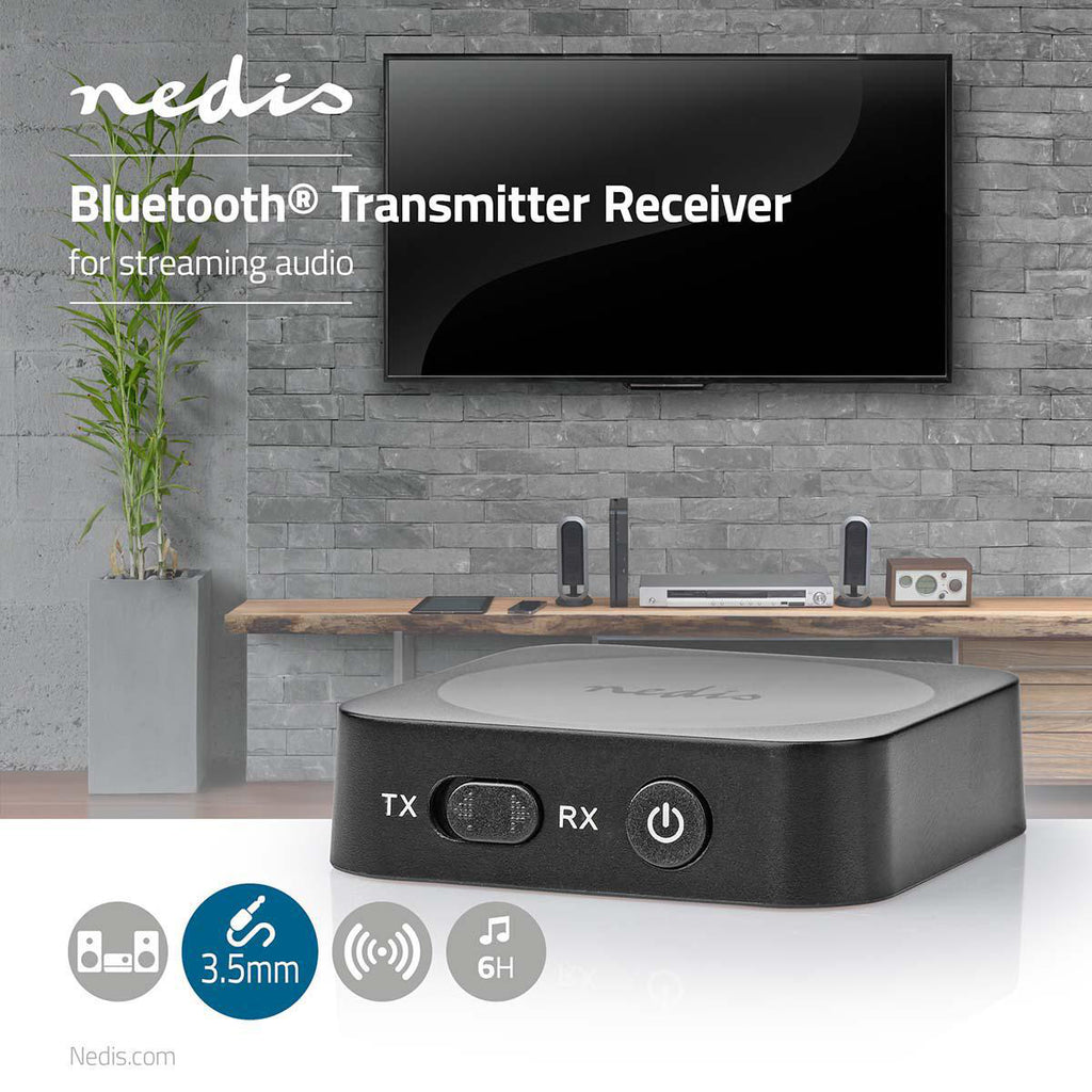 Bluetooth® Transceiver | Csatlakozó bemenet_ 1x AUX | Csatlakozó kimenet_ 1x AUX | SBC | Egy Eszközig | Max. 6 óráig | Automatikus áramtalanító funkció | Fekete