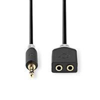 Sztereó audiokábel | 3.5 mm Dugasz | 2 db 3.5 mm-es Aljzat | Aranyozott | 0.20 m | Kerek | Antracit | Doboz