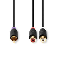 Mélynyomó kábel | RCA Dugasz | 2x RCA Aljzat | Aranyozott | 0.20 m | Kerek | 4.0 mm | Antracit | Doboz