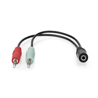 Sztereó audiokábel | 3.5 mm Aljzat | 2 db 3,5 mm-es Dugasz | Aranyozott | 0.12 m | Kerek | Fekete | Doboz