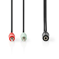 Sztereó audiokábel | 3.5 mm Aljzat | 2 db 3,5 mm-es Dugasz | Aranyozott | 0.12 m | Kerek | Fekete | Doboz