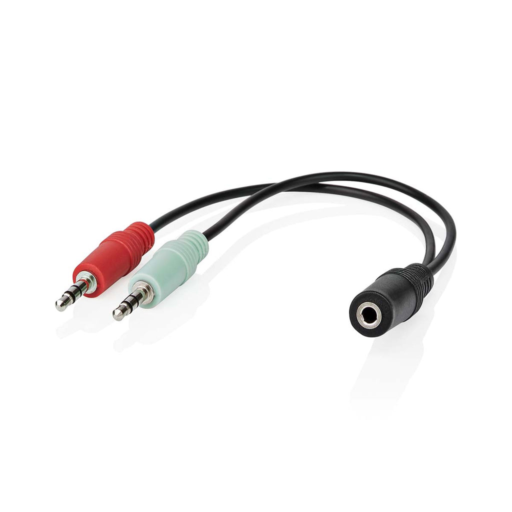 Sztereó audiokábel | 3.5 mm Aljzat | 2 db 3,5 mm-es Dugasz | Aranyozott | 0.12 m | Kerek | Fekete | Doboz