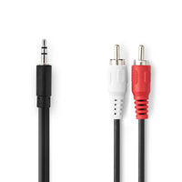 Sztereó audiokábel | 3.5 mm Dugasz | 2x RCA Dugasz | Nikkelezett | 1.00 m | Kerek | Fekete | Doboz