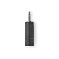 Sztereó audio adapter | 3.5 mm Dugasz | 6.35 mm Aljzat | Nikkelezett | Egyenes | ABS | Fekete | 1 db | Buborékfólia