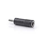 Sztereó audio adapter | 3.5 mm Dugasz | 6.35 mm Aljzat | Nikkelezett | Egyenes | ABS | Fekete | 1 db | Buborékfólia